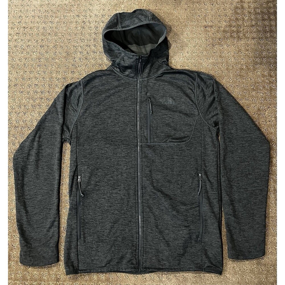 The North Face Jacket Mens Medium Gray Windbreaker Hooded Lined Full Zip Pockets